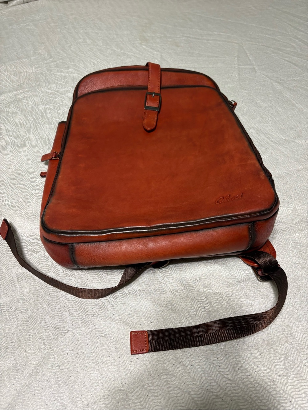 Cluci Leather Backpack in Cognac Brown